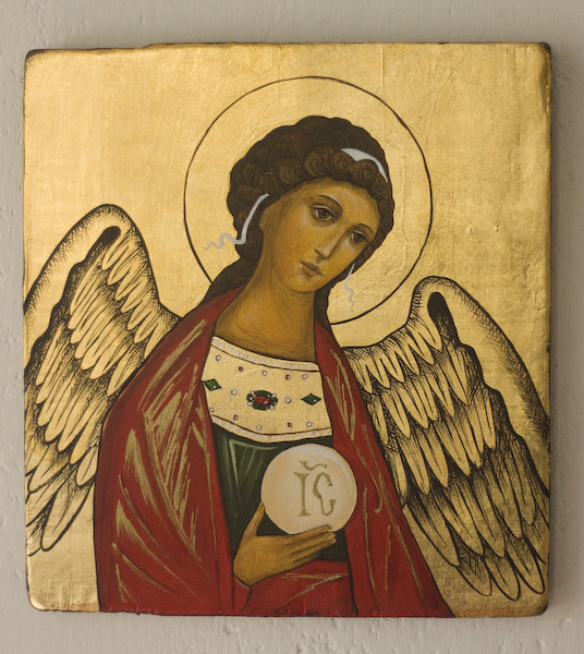 Ikona malowana techniką olejną na desce ze złoceniami - Pamiątka Chrztu Świętego przedstawiająca Matkę Boską Eleusę